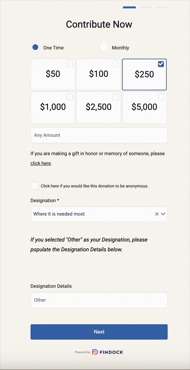 Example donation